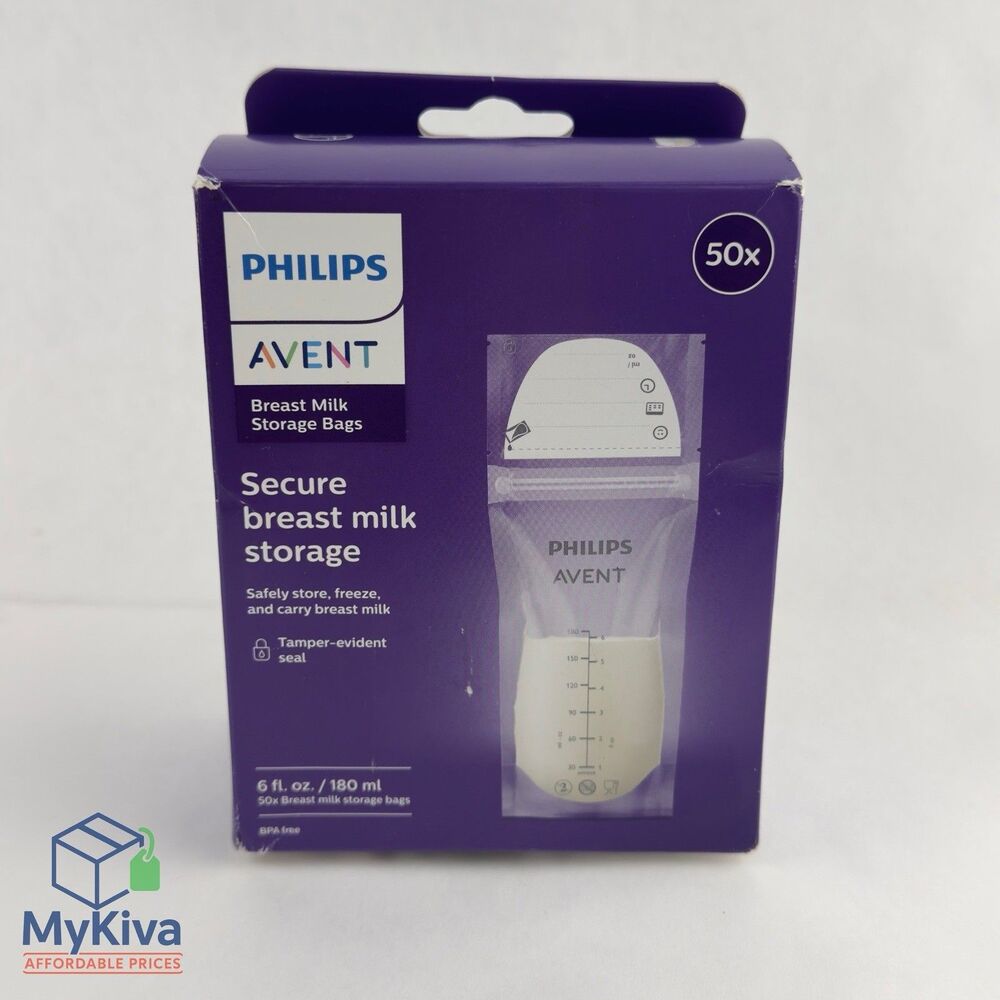Philips Avent Breast Milk Storage Bags 6oz 50 Count Leakproof Freezer Safe